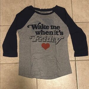 Wake Me When It's Friday Raglan Shirt - Gray and Blue